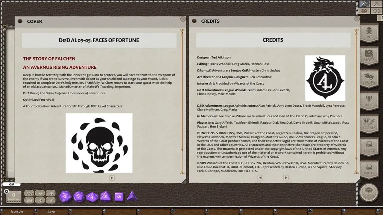 Fantasy Grounds - D&D Adventurer's League 09-05 Faces of Fortune: the Story of Fai Chen Screenshot 3