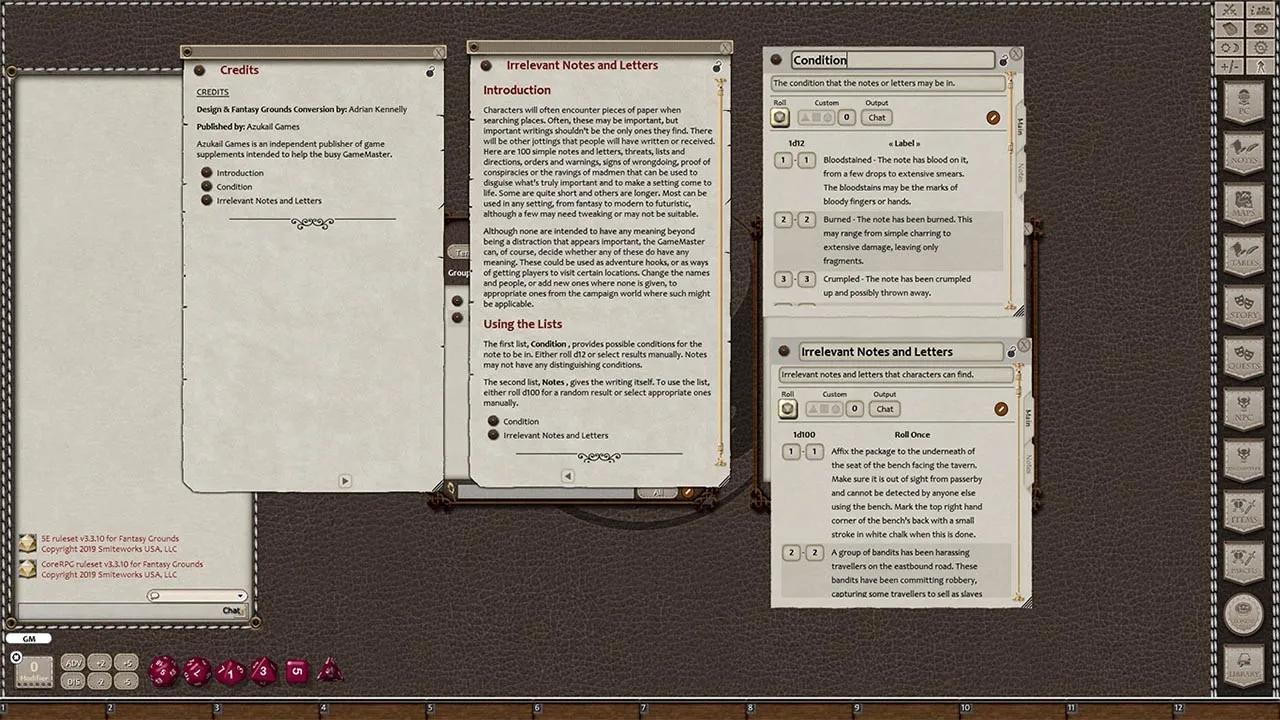 Fantasy Grounds - Rumours, Notes and Books Collection Screenshot 3