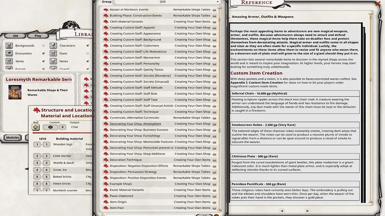 Fantasy Grounds - Remarkable Shops Screenshot 3