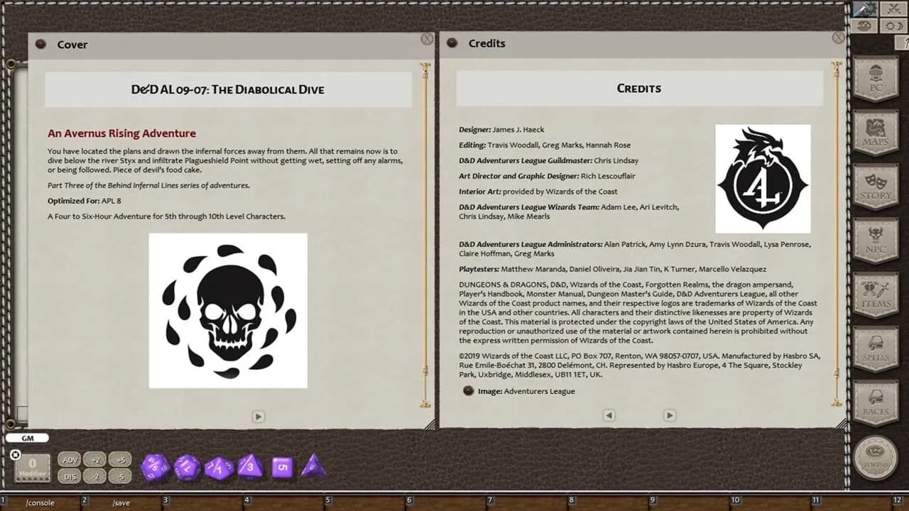 Fantasy Grounds - D&D Adventurer's League 09-07 The Diabolical Dive Screenshot 1