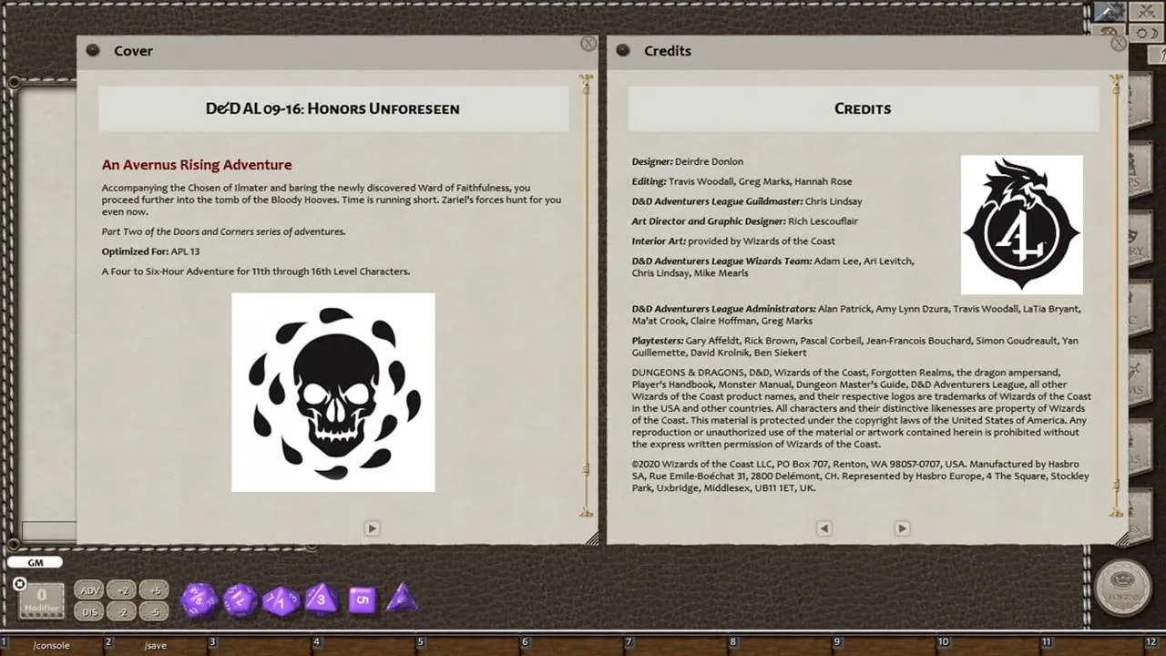Fantasy Grounds - D&D Adventurers League 09-16 Honors Unforseen Screenshot 0