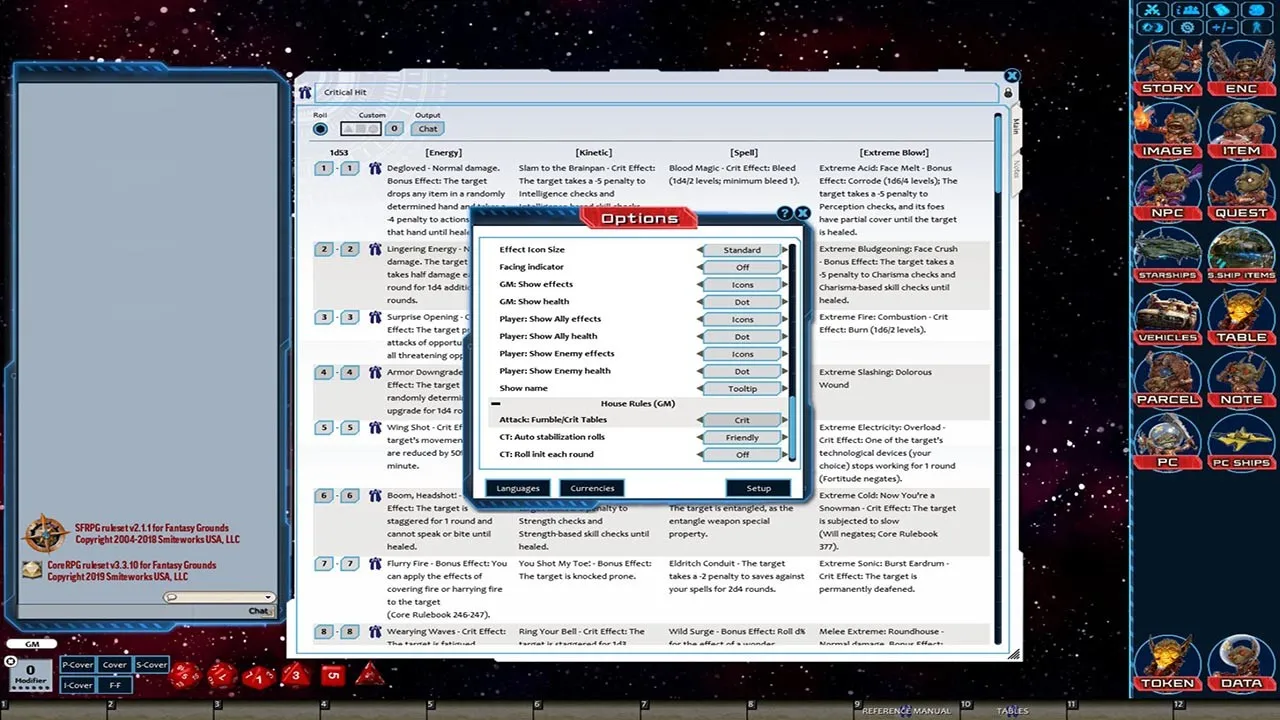 Fantasy Grounds - Starfinder RPG - Starfinder Critical Hit Deck Screenshot 2