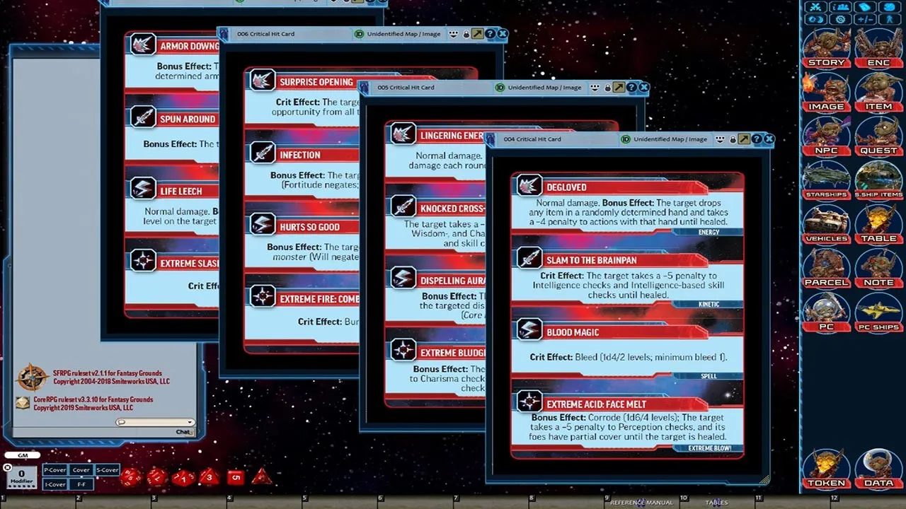 Fantasy Grounds - Starfinder RPG - Starfinder Critical Hit Deck Screenshot 0