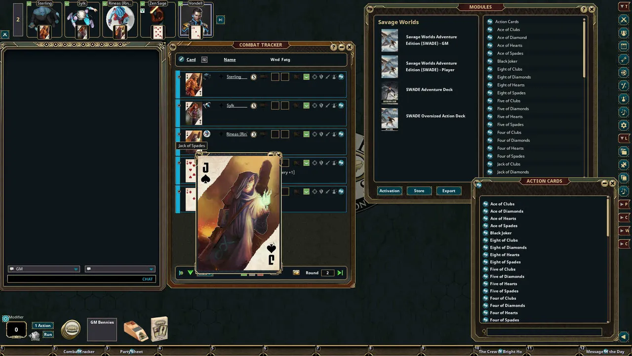 Fantasy Grounds - Savage Worlds Over-Sized Action Deck Screenshot 0