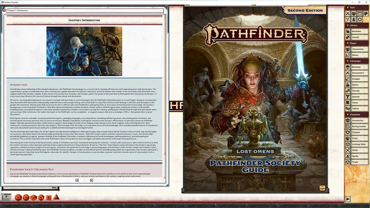 Fantasy Grounds - Pathfinder 2 RPG - Pathfinder Lost Omens: Pathfinder Society Guide Screenshot 0