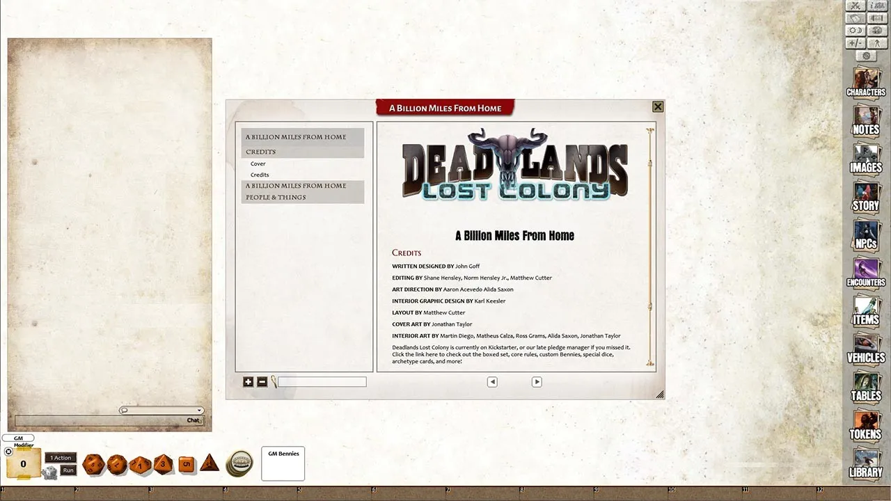 Fantasy Grounds - Deadlands Lost Colony: A Billion Miles from Home! Screenshot 1