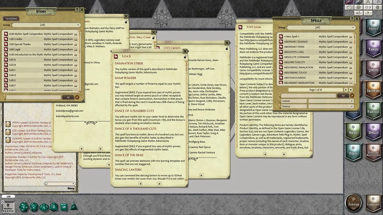 Fantasy Grounds - Mythic Spell Compendium Screenshot 3