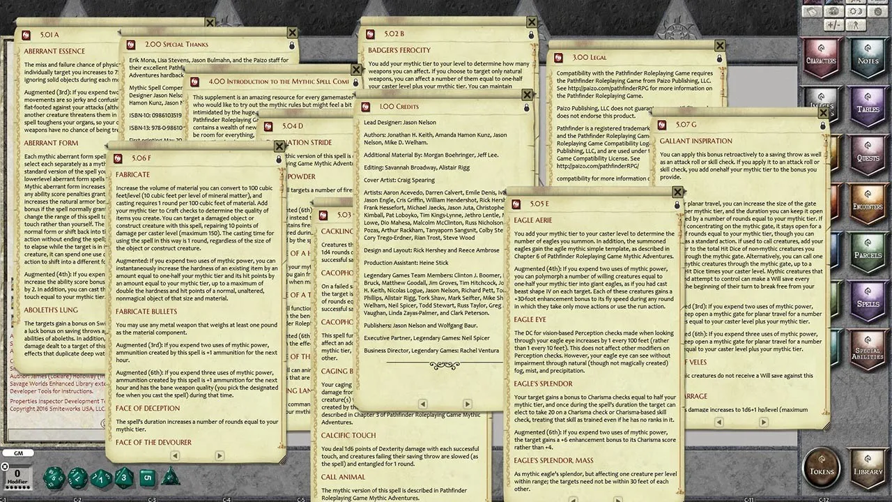 Fantasy Grounds - Mythic Spell Compendium Screenshot 0