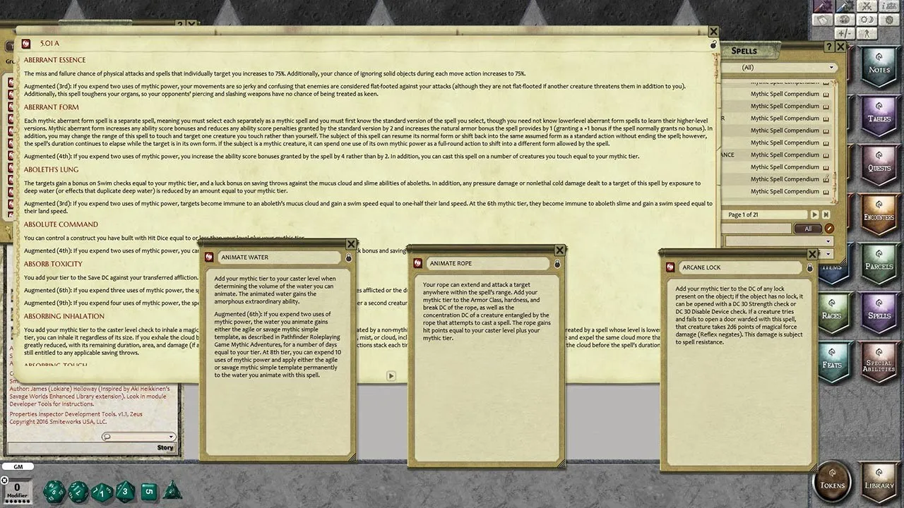 Fantasy Grounds - Mythic Spell Compendium Screenshot 1