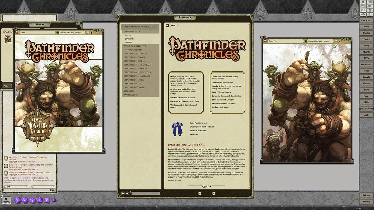 Fantasy Grounds - Pathfinder RPG - Chronicles: Classic Monsters Revisited Screenshot 0