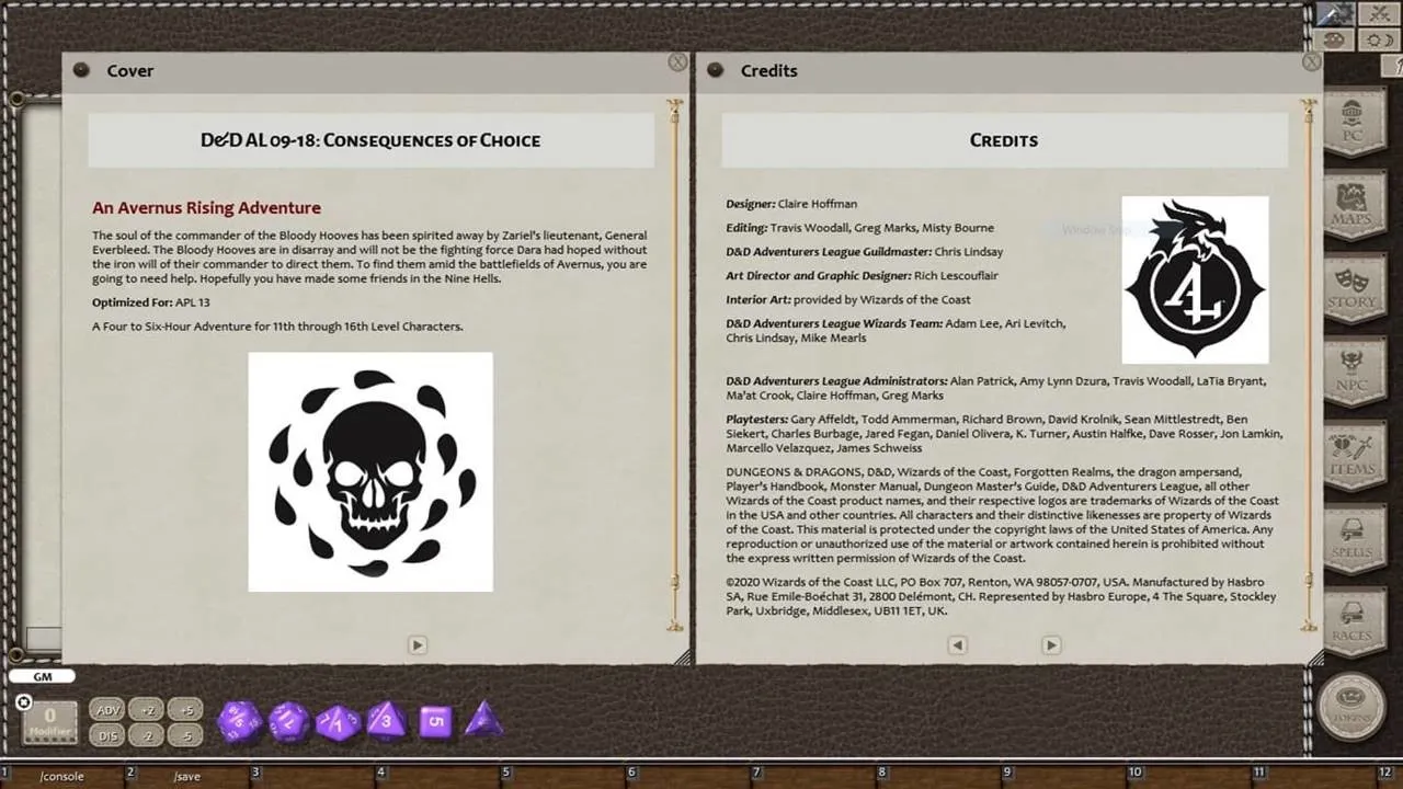 Fantasy Grounds - D&D Adventurers League 09-18 Consequences of Choice Screenshot 1