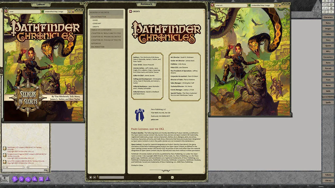 Fantasy Grounds - Pathfinder RPG - Chronicles: Seekers of Secrets - A Guide to the Pathfinder Society Screenshot 0