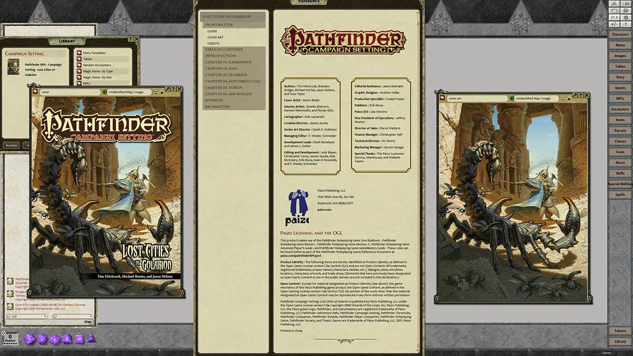 Fantasy Grounds - Pathfinder RPG - Campaign Setting: Lost Cities of Golarion Screenshot 0