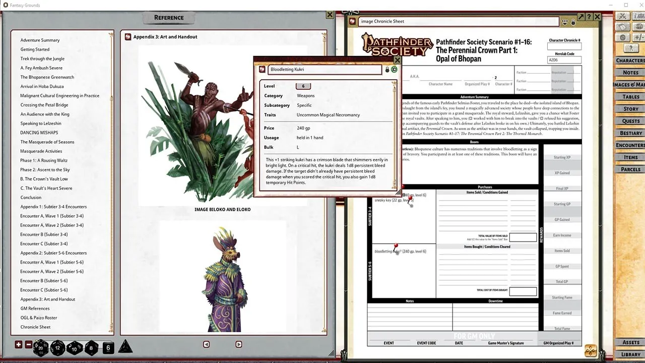 Fantasy Grounds - Pathfinder 2 RPG - Pathfinder Society Scenario #1-16: The Perennial Crown Part 1, Opal of Bhopan Screenshot 0