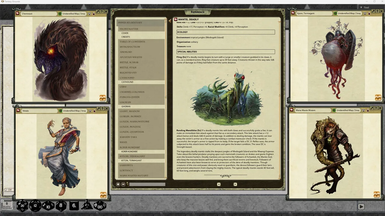 Fantasy Grounds - Pathfinder RPG - Campaign Setting: Inner Sea Bestiary Screenshot 1
