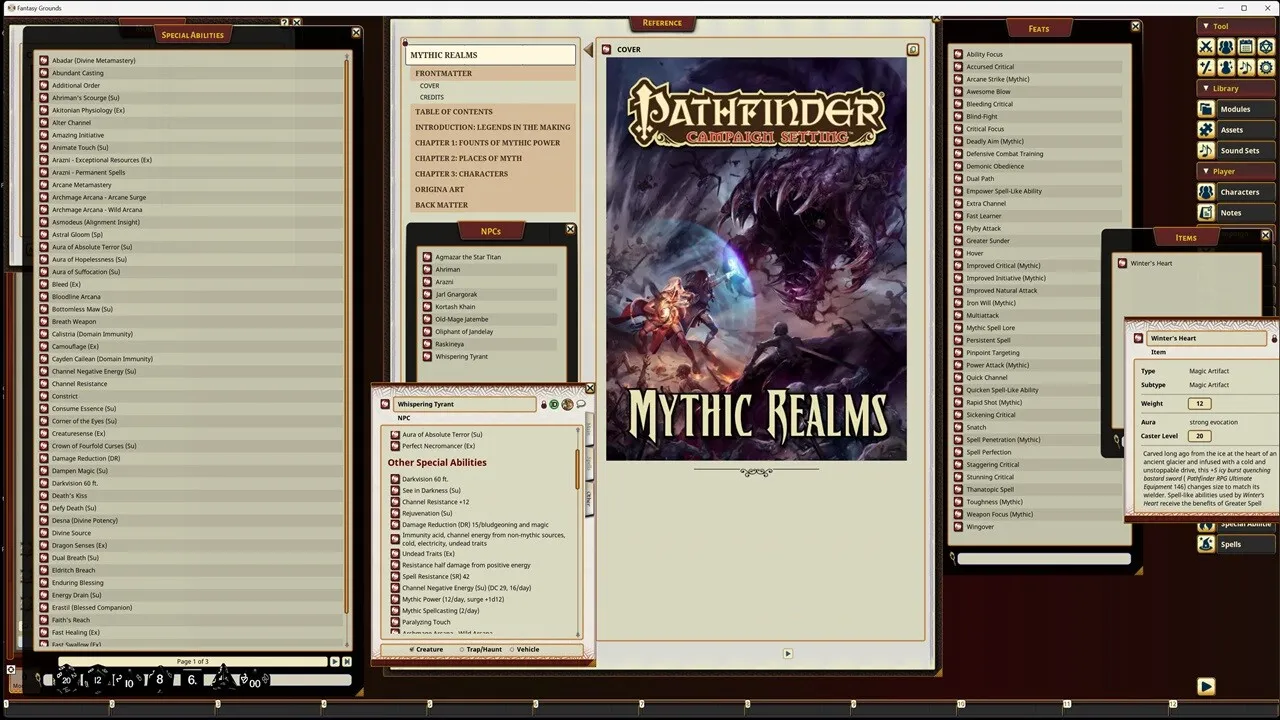 Fantasy Grounds - Pathfinder RPG - Campaign Setting: Mythic Realms Screenshot 0