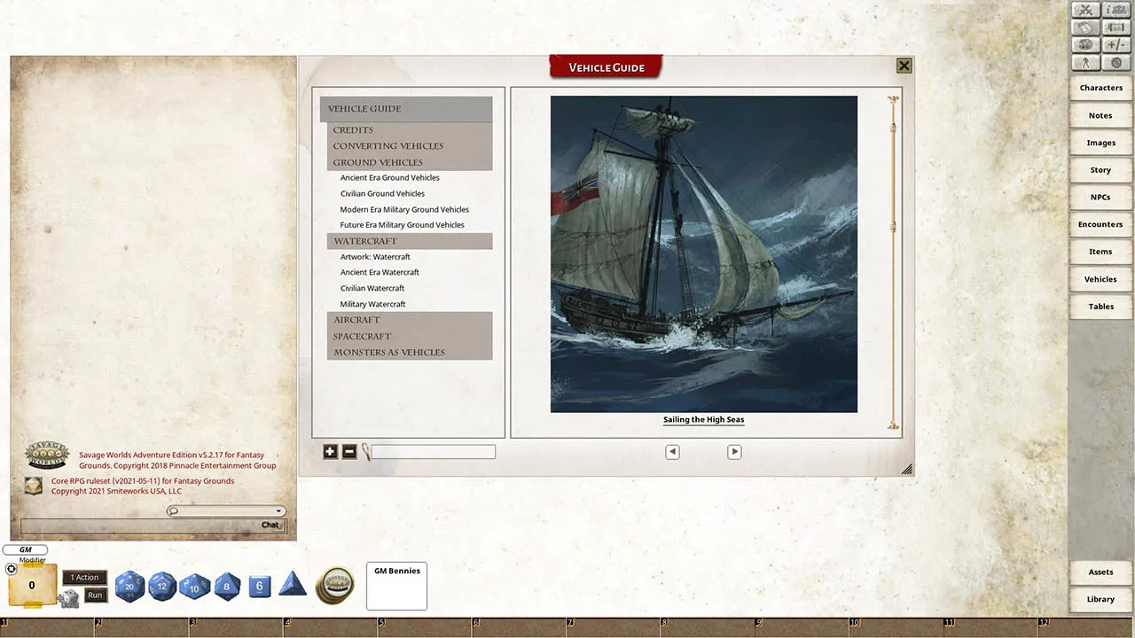Fantasy Grounds - SWADE Vehicle Guide Screenshot 1