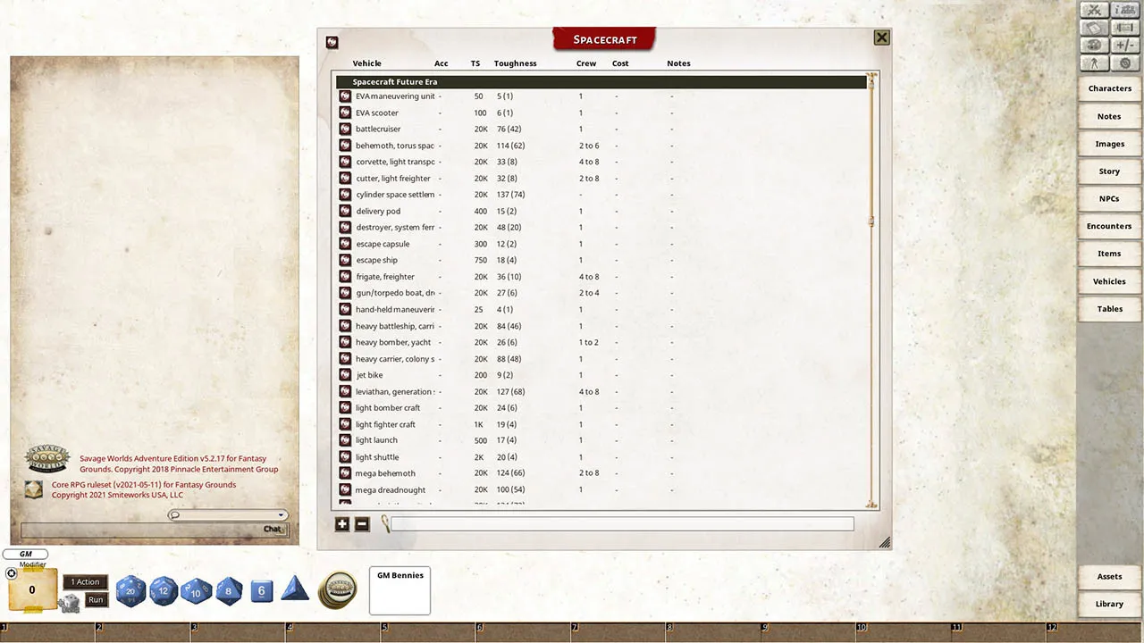 Fantasy Grounds - SWADE Vehicle Guide Screenshot 2
