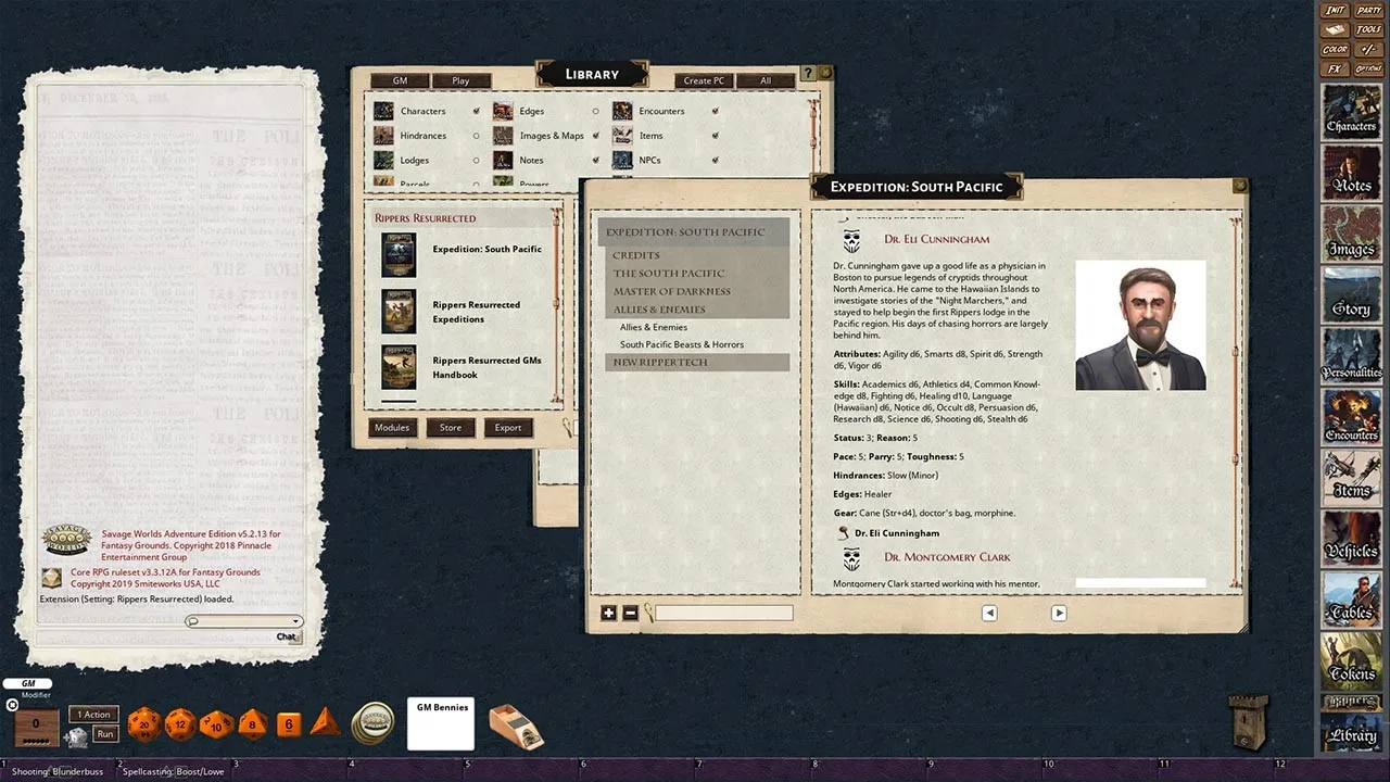 Fantasy Grounds - Rippers Resurrected Expedition: South Pacific Screenshot 1
