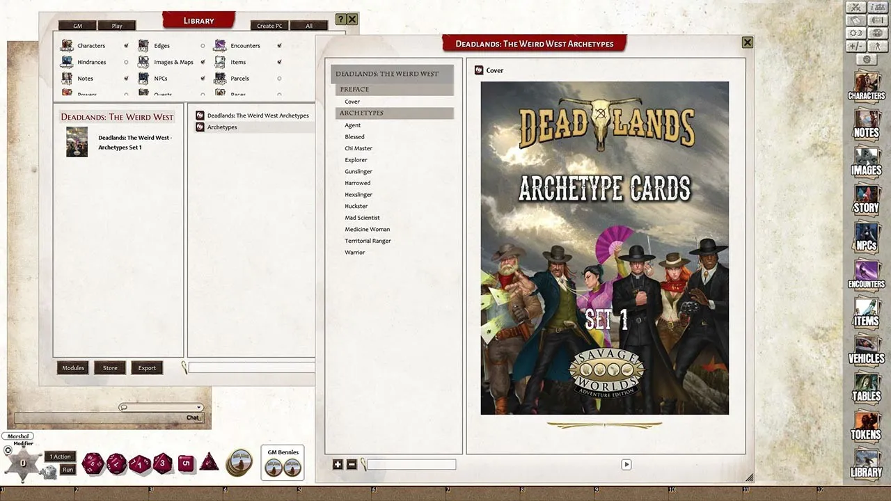 Fantasy Grounds - Deadlands: The Weird West: Archetypes 01 Screenshot 4