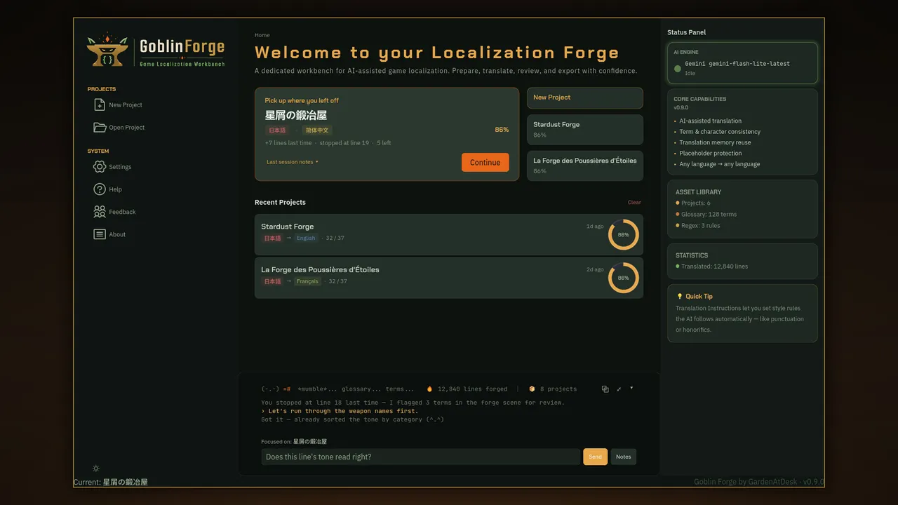 Goblin Forge — Game Localization Workbench Screenshot 0