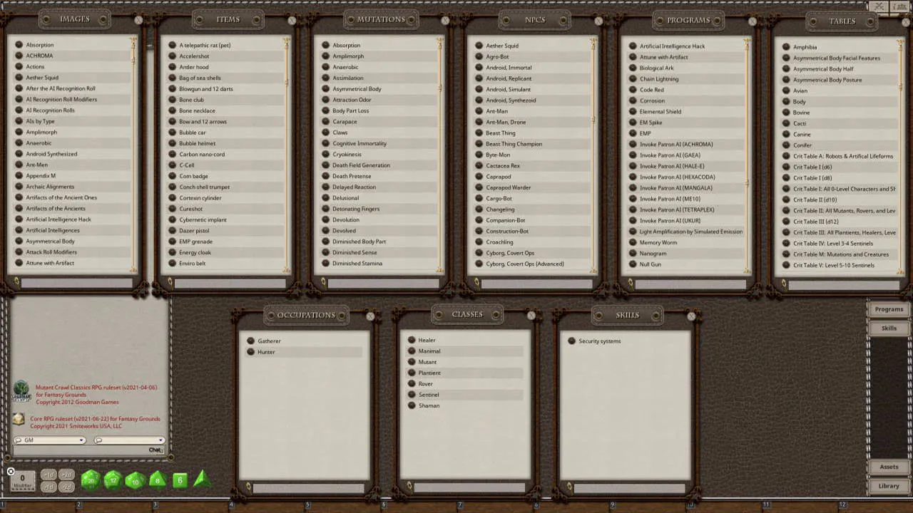 Fantasy Grounds - Mutant Crawl Classics Role Playing Game Screenshot 7
