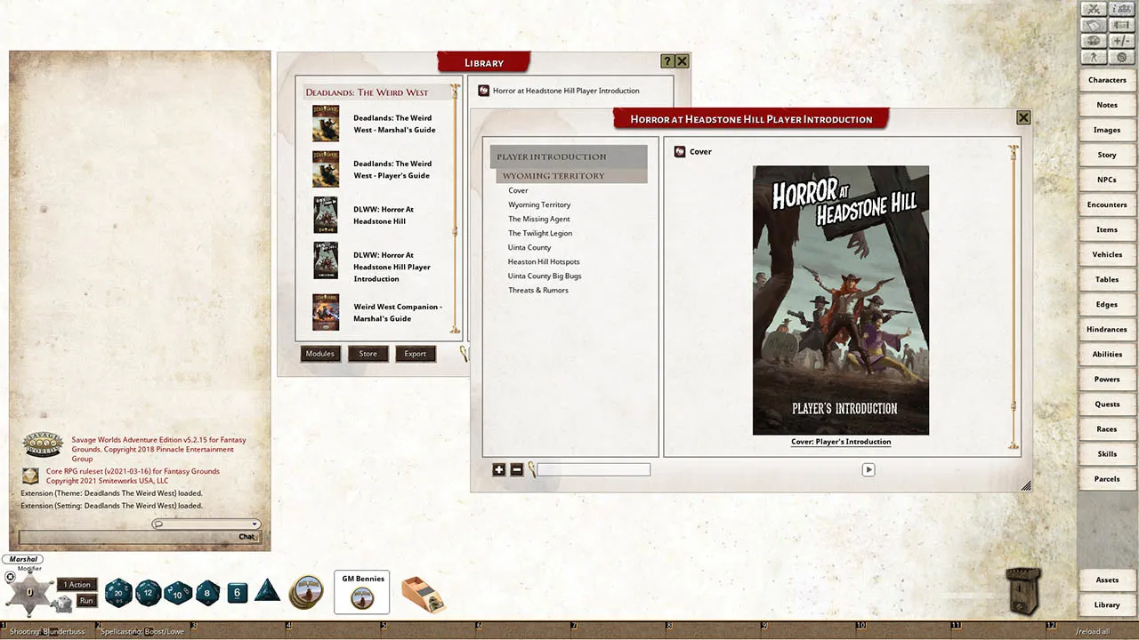 Fantasy Grounds - Deadlands: The Weird West: Horror at Headstone Hill Screenshot 1