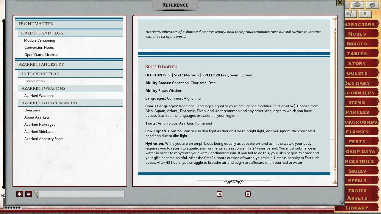 Fantasy Grounds - Pathfinder 2 RPG - Lost Omens Azarketi Web Supplement Screenshot 2