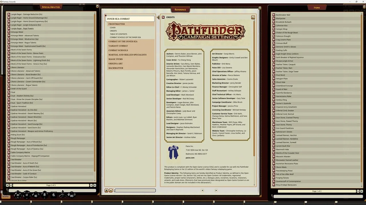 Fantasy Grounds - Pathfinder RPG - Campaign Setting: Inner Sea Combat Screenshot 3