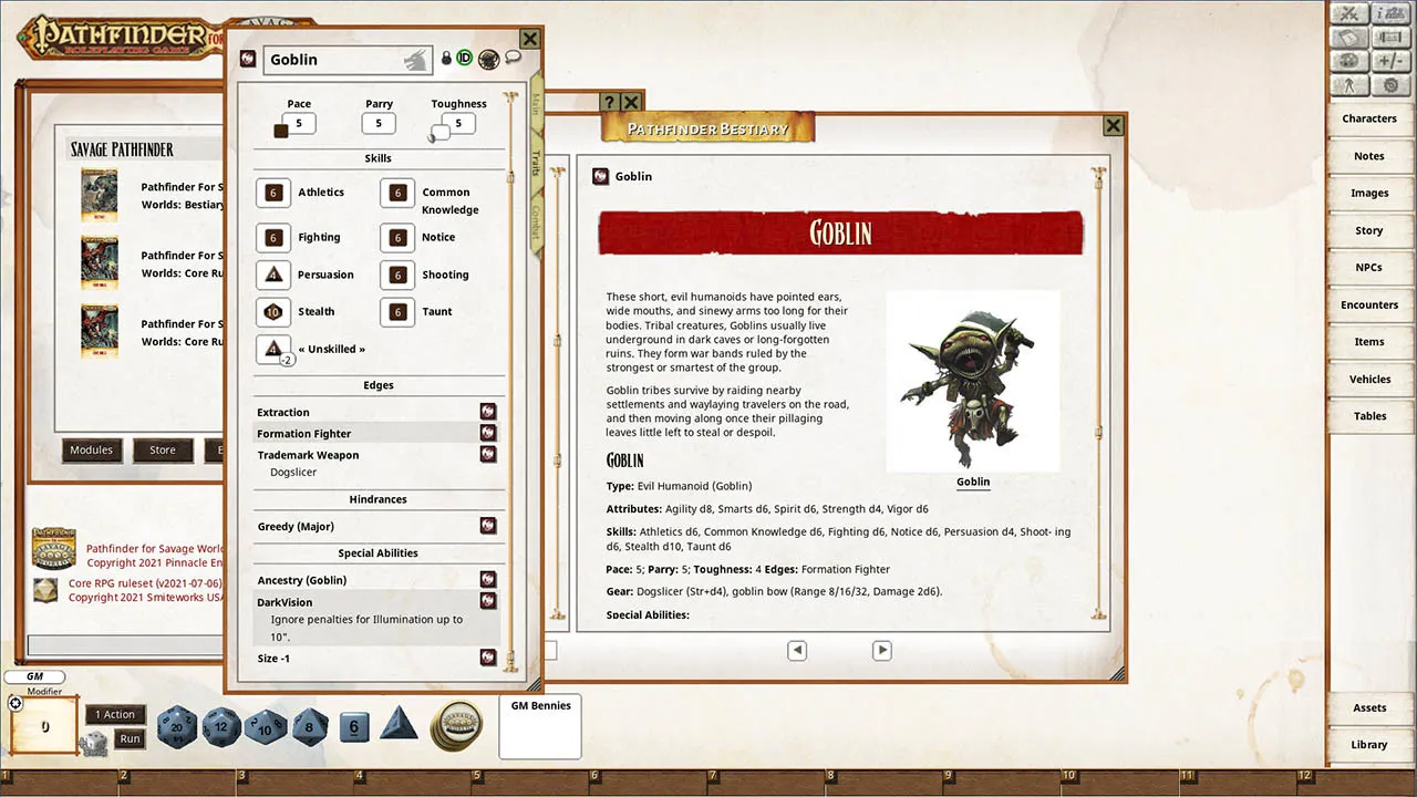 Fantasy Grounds - Pathfinder(R) for Savage Worlds Bestiary Screenshot 3
