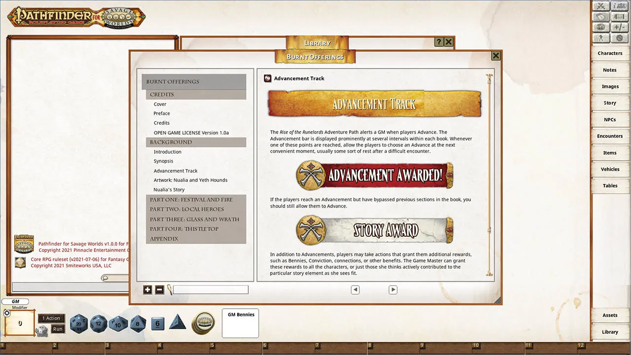 Fantasy Grounds - Pathfinder(R) for Savage Worlds: Rise of the Runelords! Book 1 - Burnt Offerings Screenshot 3