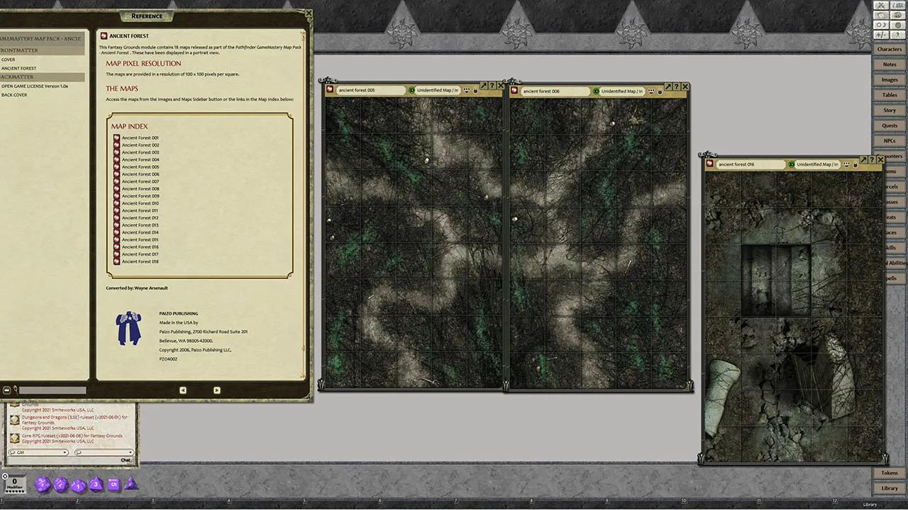 Fantasy Grounds - Pathfinder RPG - GameMaster Map Pack - Ancient Forest Screenshot 1