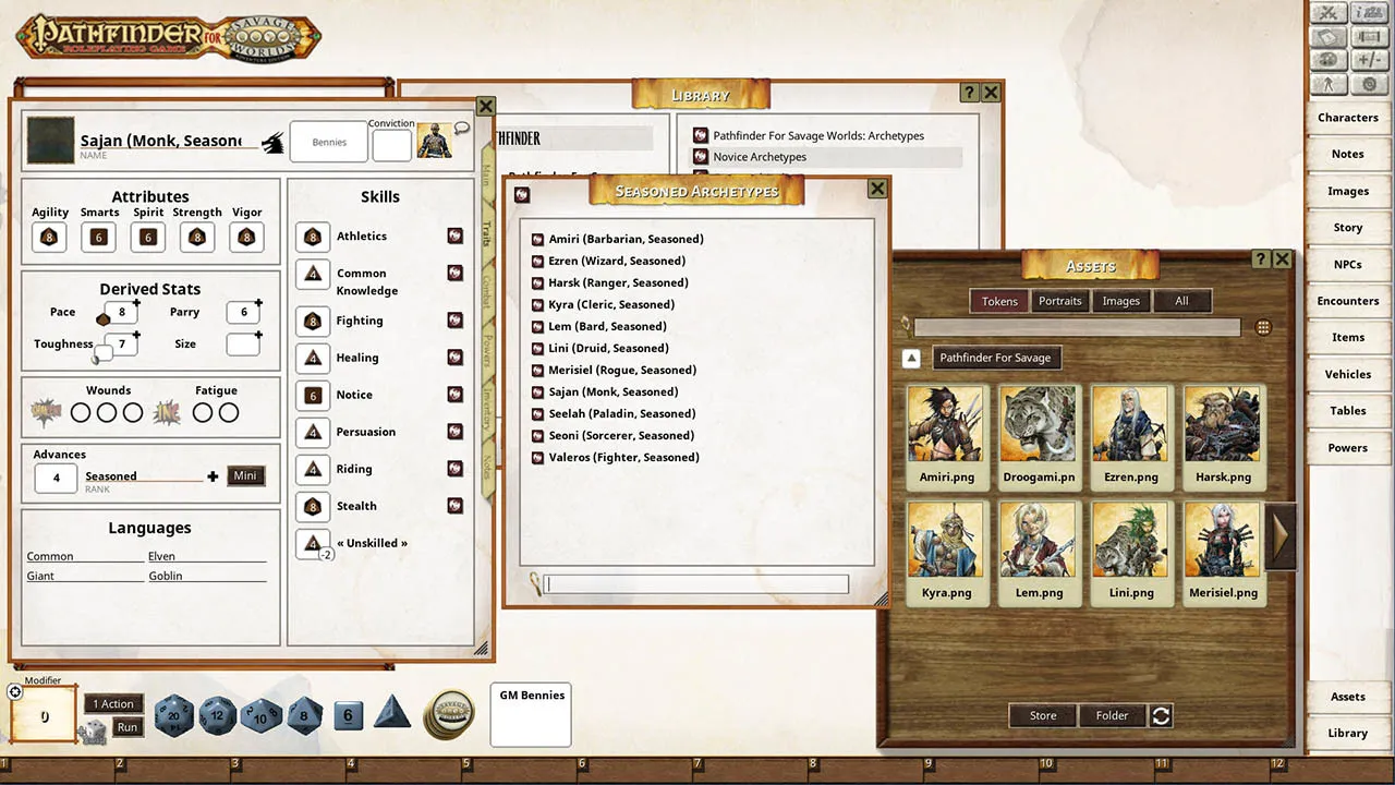 Fantasy Grounds - Pathfinder(R) for Savage Worlds Archetype Set 1 Screenshot 4