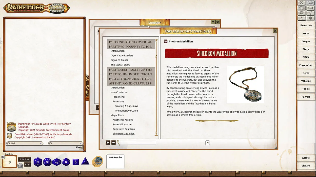 Fantasy Grounds - Pathfinder(R) for Savage Worlds: Rise of the Runelords! Book 4 - Fortress of the Stone Giants Screenshot 3