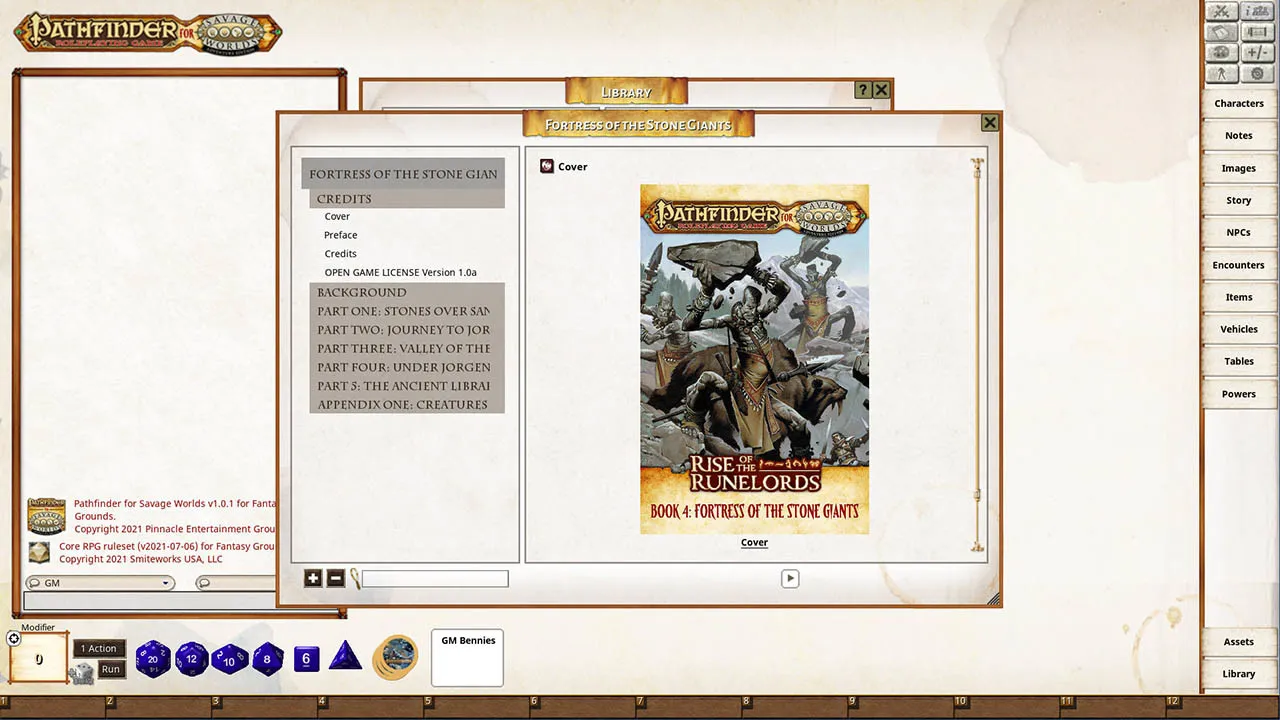Fantasy Grounds - Pathfinder(R) for Savage Worlds: Rise of the Runelords! Book 4 - Fortress of the Stone Giants Screenshot 4