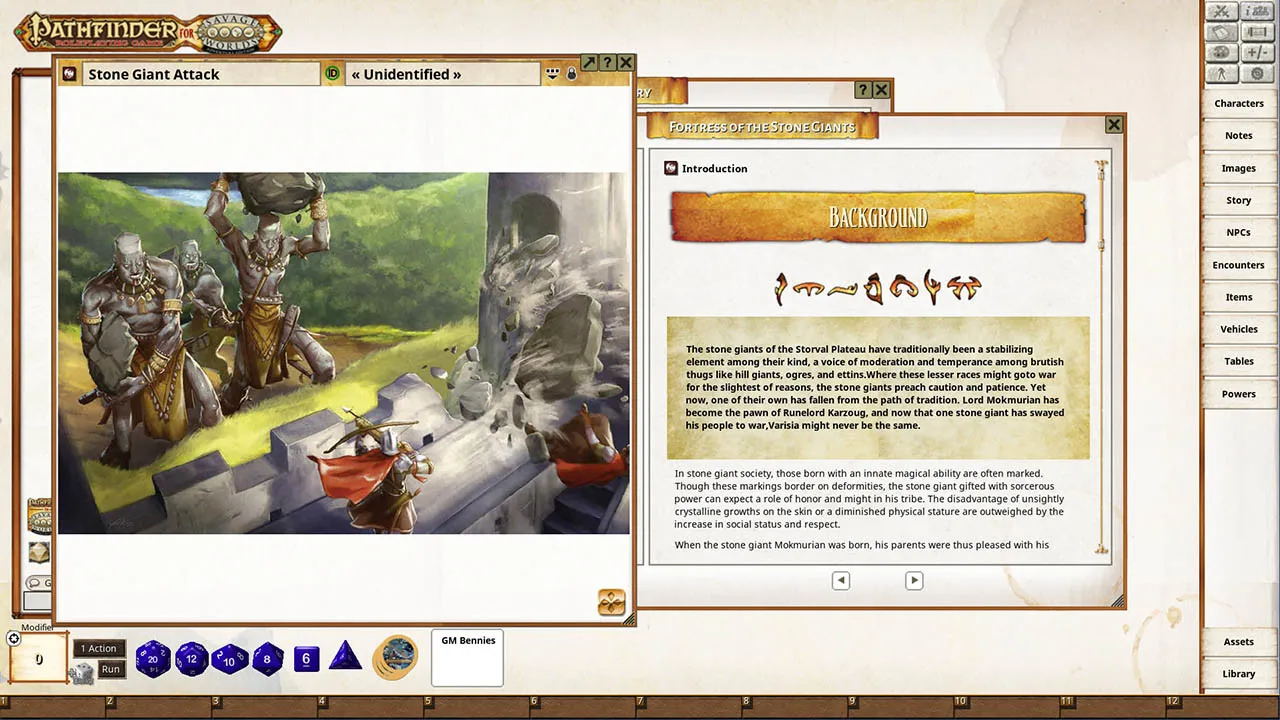 Fantasy Grounds - Pathfinder(R) for Savage Worlds: Rise of the Runelords! Book 4 - Fortress of the Stone Giants Screenshot 1