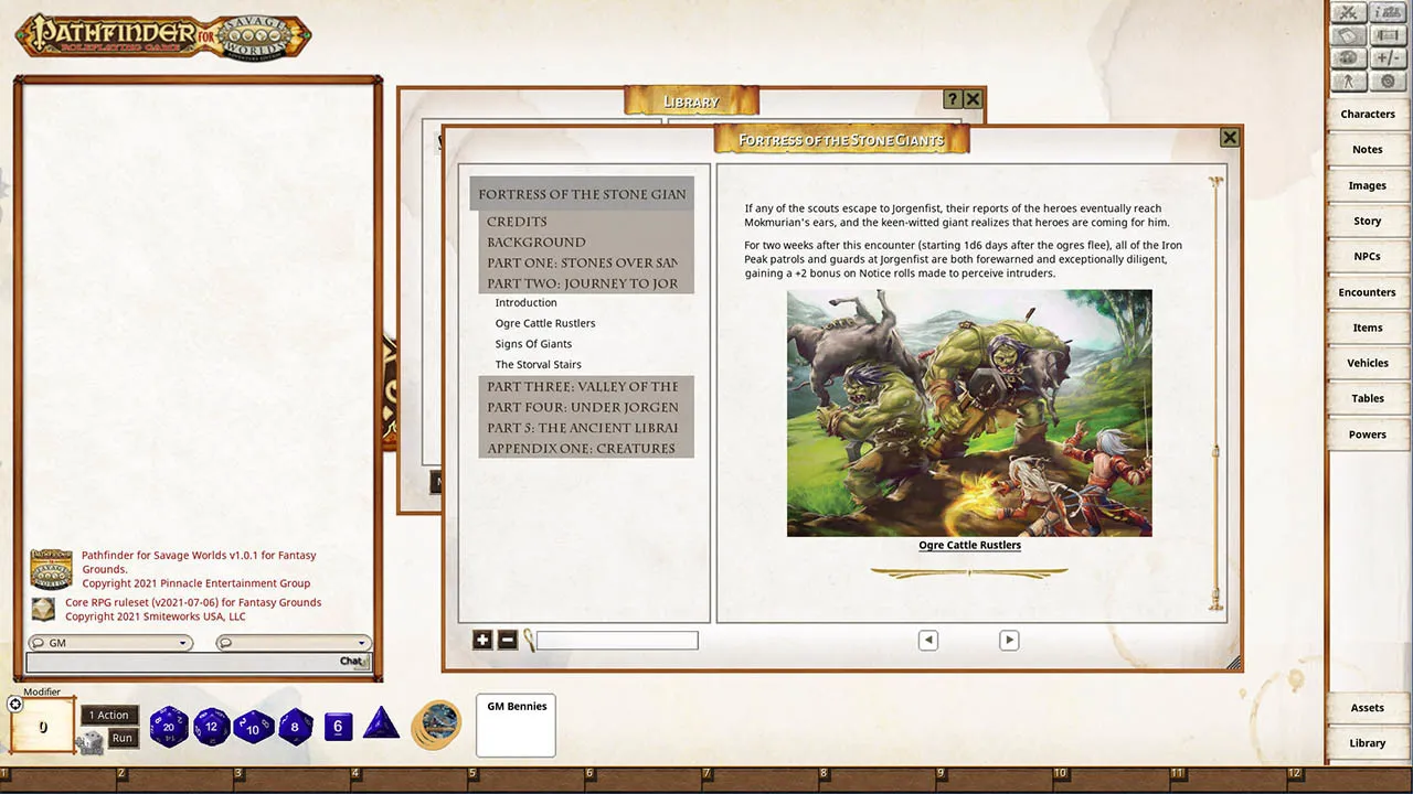 Fantasy Grounds - Pathfinder(R) for Savage Worlds: Rise of the Runelords! Book 4 - Fortress of the Stone Giants Screenshot 0