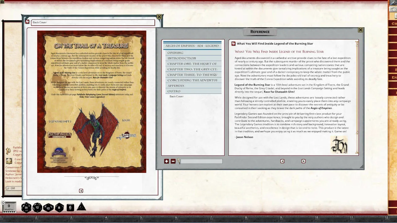 Fantasy Grounds - Aegis of Empires 4: Legend of the Burning Star (Pathfinder 2E) Screenshot 4