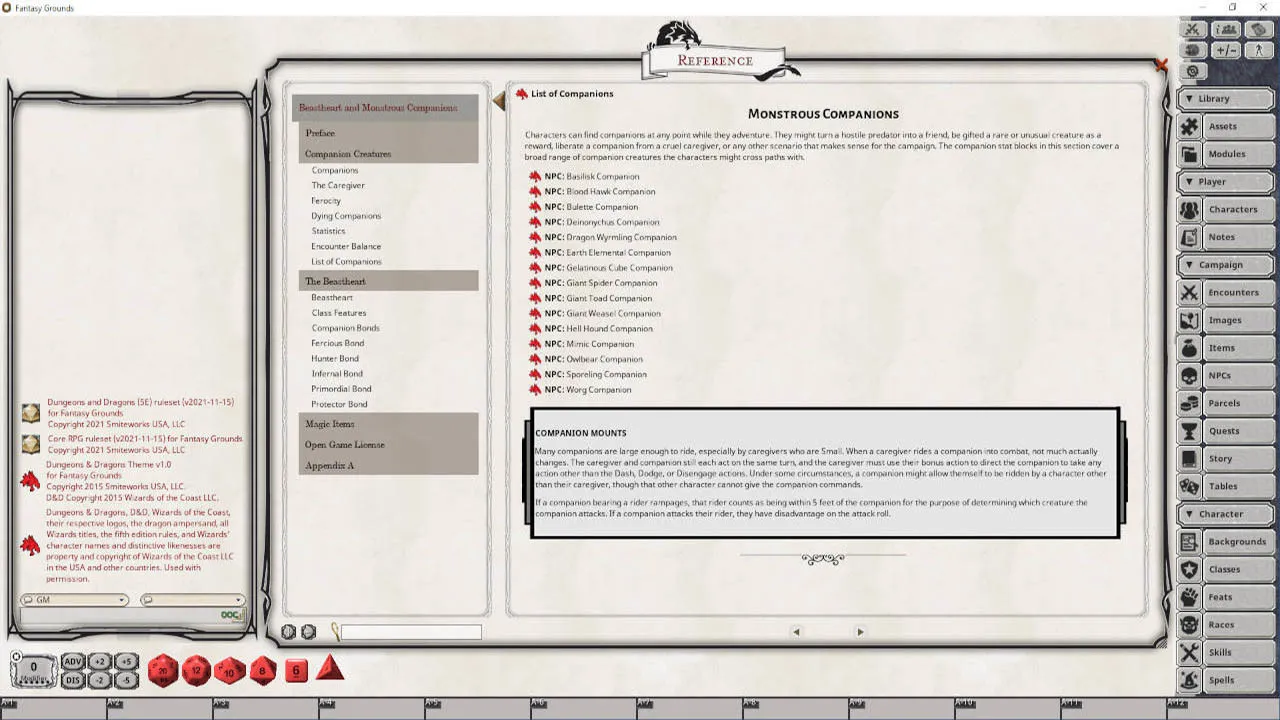 Fantasy Grounds - Beastheart and Monstrous Companions Screenshot 3