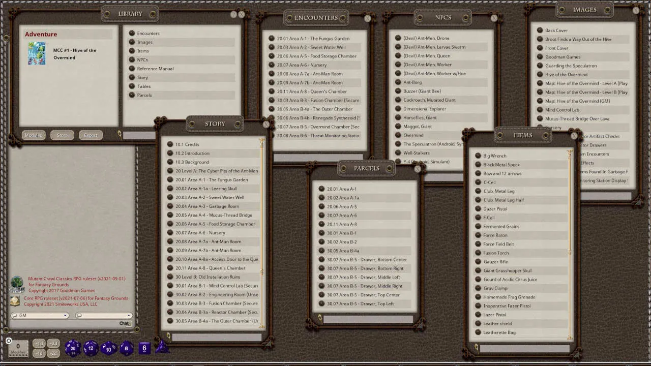 Fantasy Grounds - Mutant Crawl Classics #1: Hive of the Overmind Screenshot 3