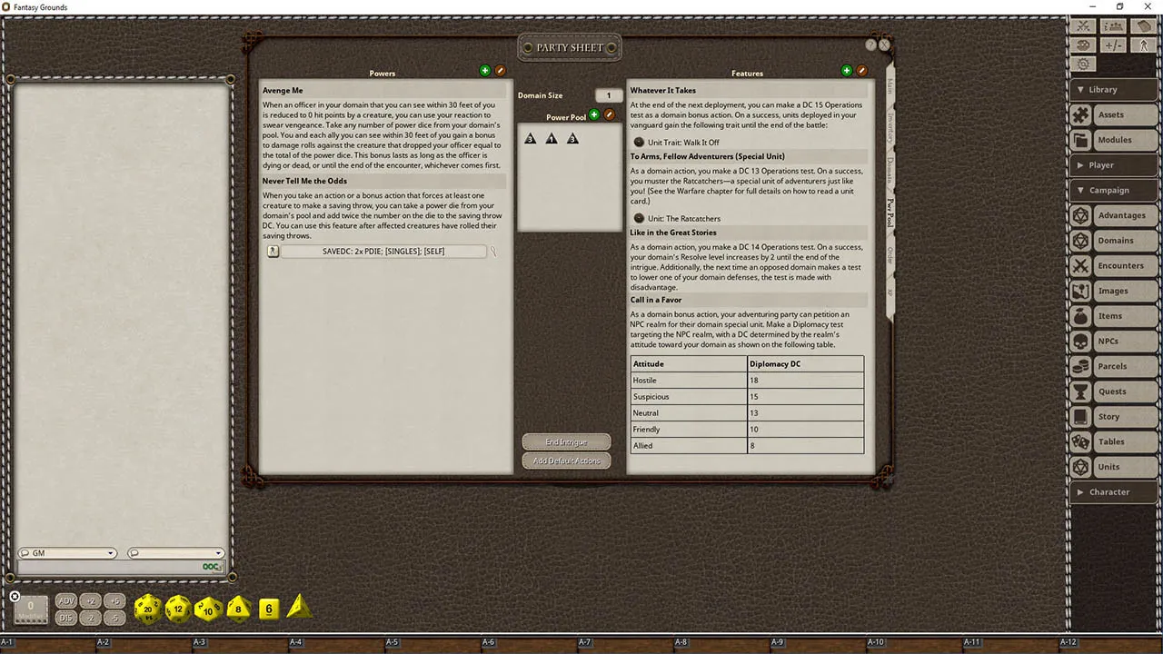 Fantasy Grounds - Kingdoms & Warfare Screenshot 10