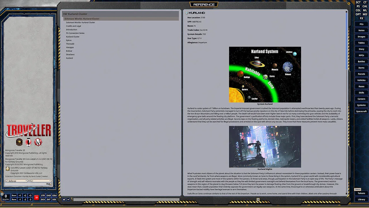 Fantasy Grounds - Solomani Worlds: Kurland Cluster Screenshot 2