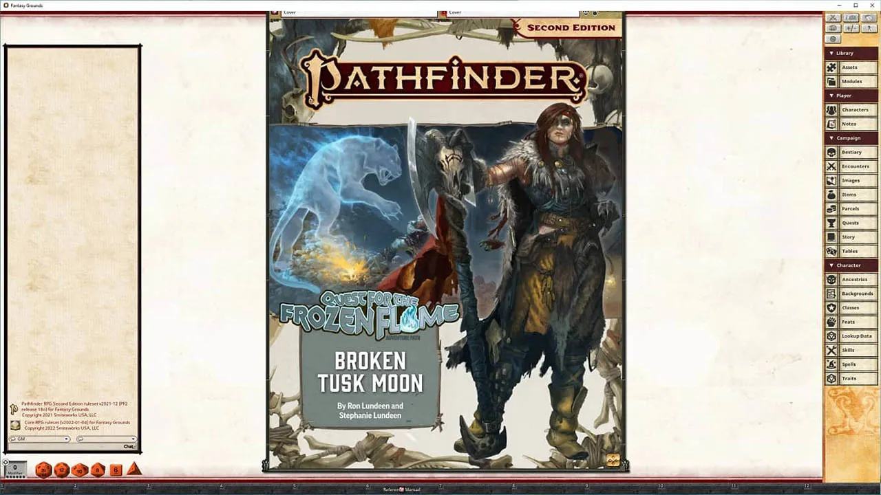 Fantasy Grounds - Pathfinder 2 RPG - Quest for the Frozen Flame AP 1: Broken Tusk Moon Screenshot 0