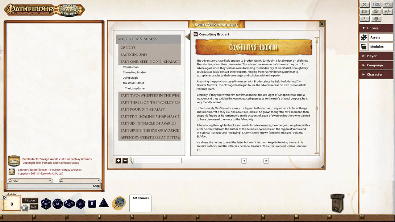 Fantasy Grounds - Pathfinder(R) for Savage Worlds: Rise of the Runelords! Book 6 - Spires of Xin-Shalast Screenshot 2