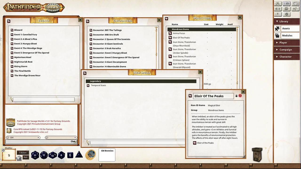 Fantasy Grounds - Pathfinder(R) for Savage Worlds: Rise of the Runelords! Book 6 - Spires of Xin-Shalast Screenshot 4