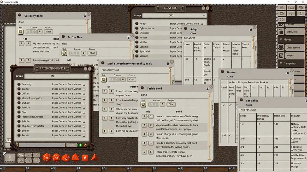 Fantasy Grounds - Esper Genesis 5E Core Manual Screenshot 4