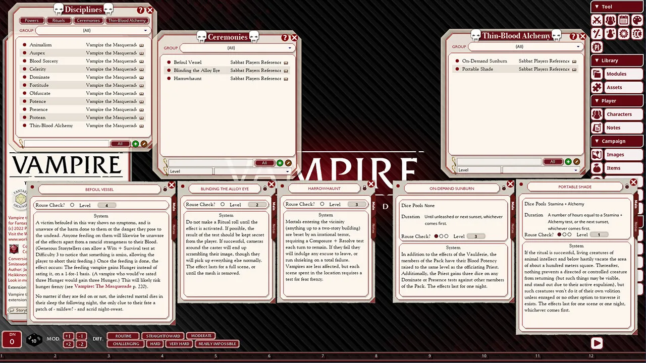 Fantasy Grounds - Sabbat: The Black Hand Screenshot 4