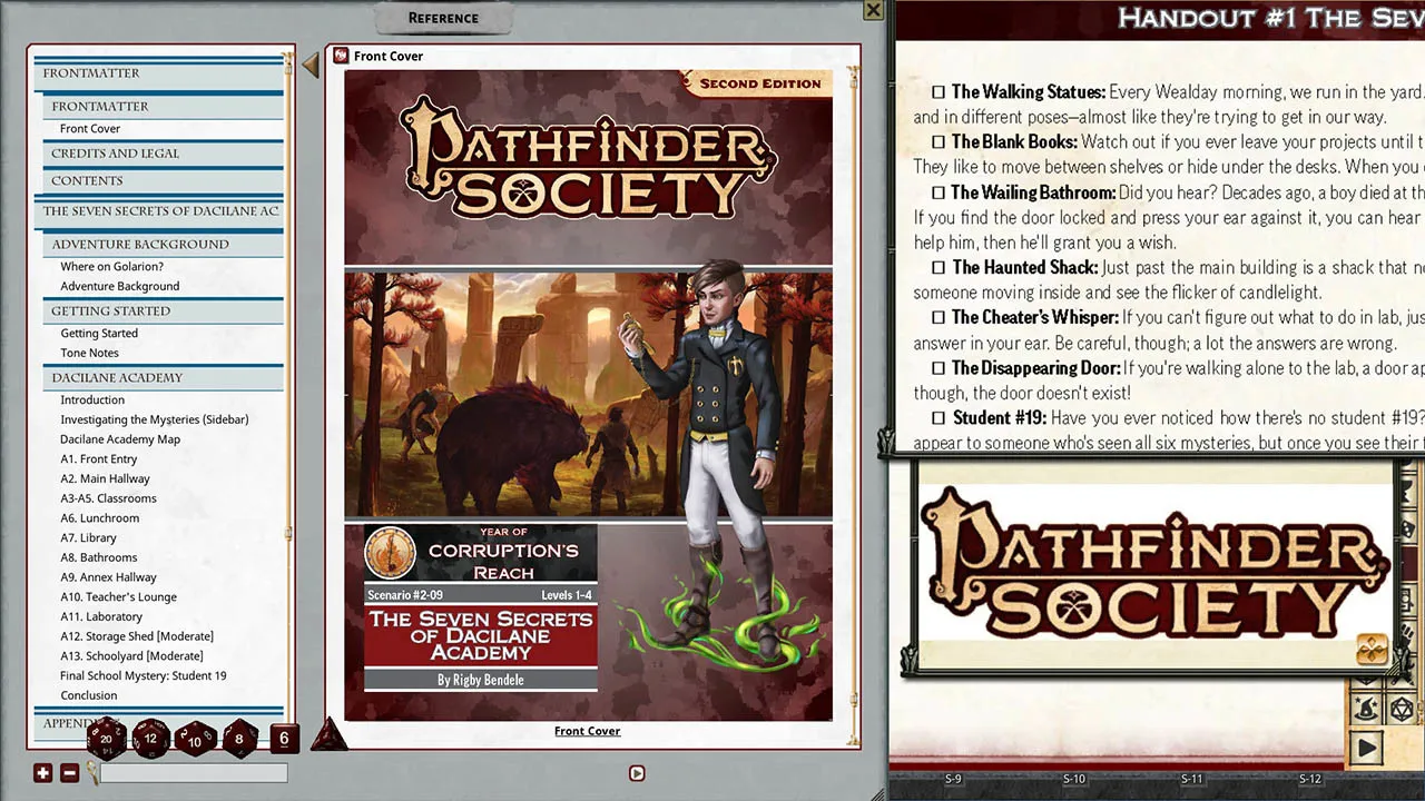 Fantasy Grounds - Pathfinder 2 RPG - Pathfinder Society Scenario #2-09: The Seven Secrets of Dacilane Academy Screenshot 3