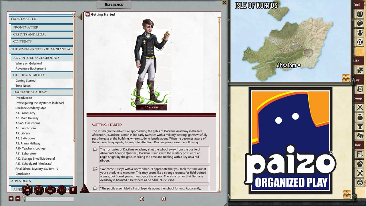 Fantasy Grounds - Pathfinder 2 RPG - Pathfinder Society Scenario #2-09: The Seven Secrets of Dacilane Academy Screenshot 0