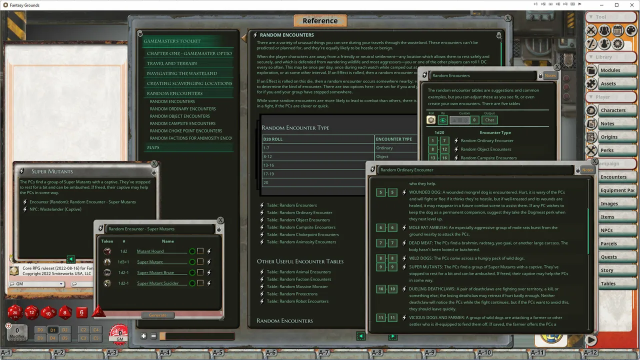 Fantasy Grounds - Fallout RPG - Gamemaster's Toolkit Screenshot 2